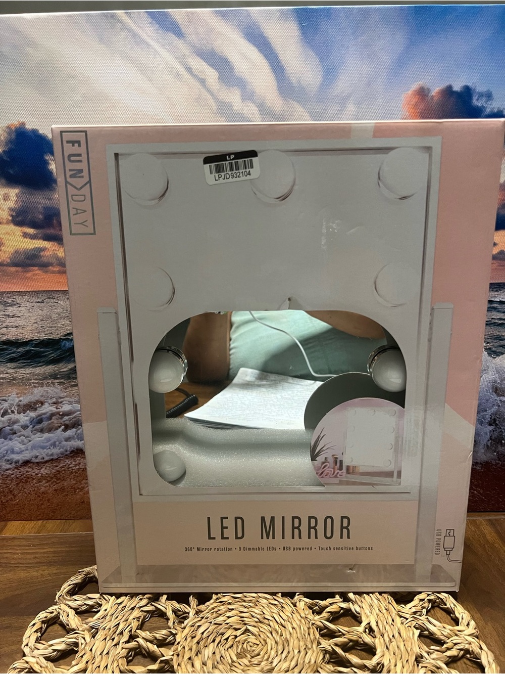 Pink LED Mirror with Adjustable Lighting